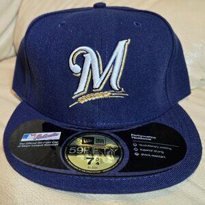 New Era 59Fifty MLB Milwaukee Brewers Fitted Hat Cap Size 7-3/4